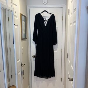 Showpo Black Bell Sleeve V-Neck Gown